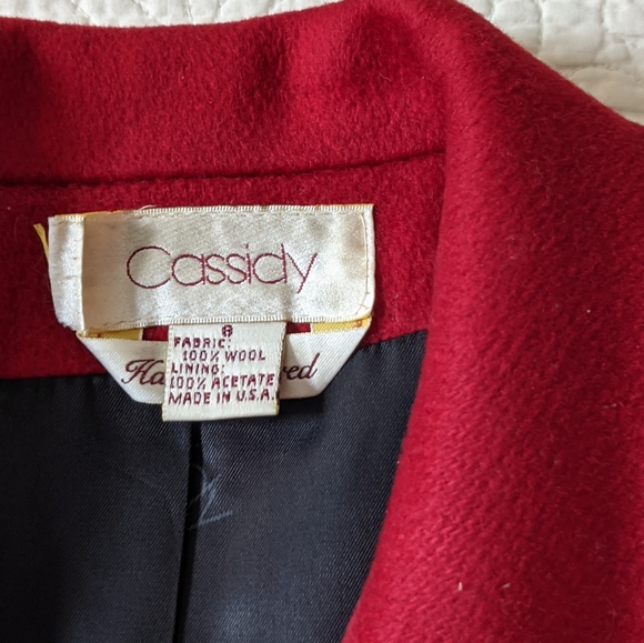 CASSIDY Vtg Wool Double Breasted Pea Coat Red 8 - Picture 2 of 6
